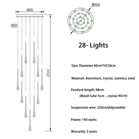 Luminaire Élégance Cristal et Acier Inoxydable IL295748-ILLUMEEN.COM