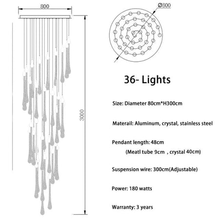 Luminaire Élégance Cristal et Acier Inoxydable IL295748-ILLUMEEN.COM