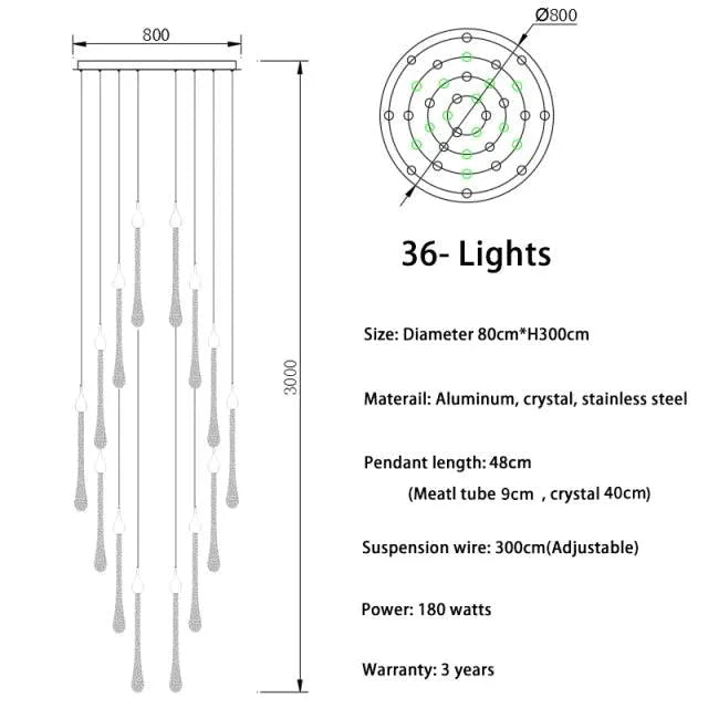 Luminaire Élégance Cristal et Acier Inoxydable IL295748-ILLUMEEN.COM