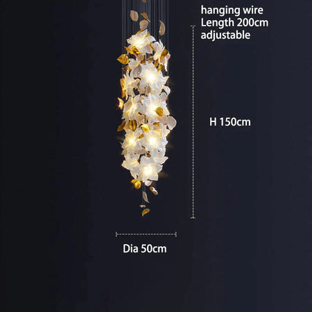 Luminaire Élégance IL583924 : Lustre Précieux en Cristal et Fleurs Végétales pour un Écrin de Luxe Intérieur-ILLUMEEN.COM