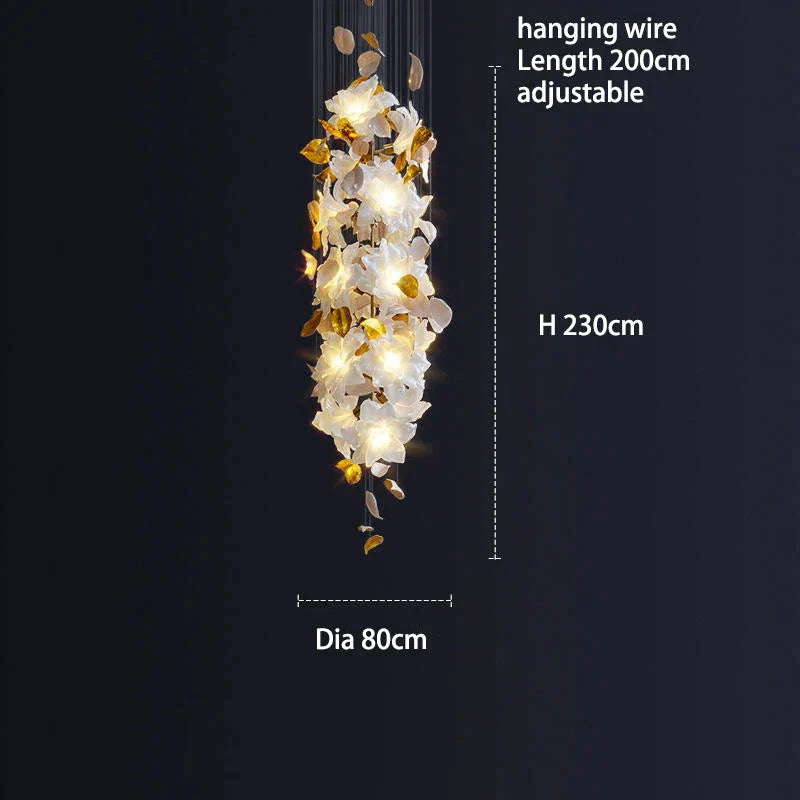 Luminaire Élégance IL583924 : Lustre Précieux en Cristal et Fleurs Végétales pour un Écrin de Luxe Intérieur-ILLUMEEN.COM
