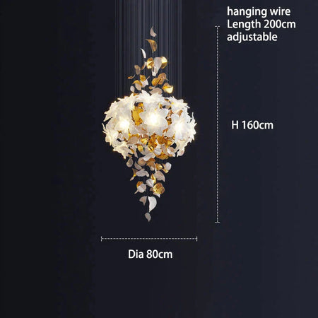 Luminaire Élégance IL583924 : Lustre Précieux en Cristal et Fleurs Végétales pour un Écrin de Luxe Intérieur-ILLUMEEN.COM