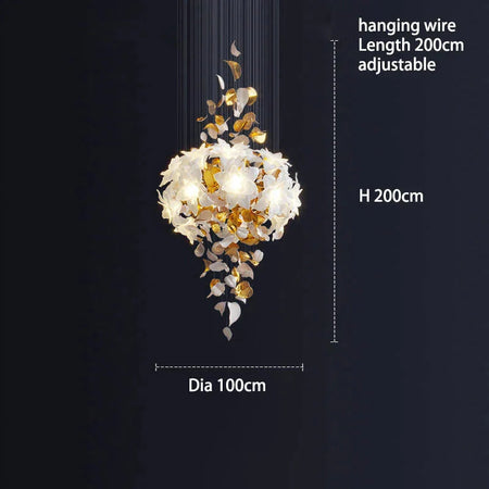 Luminaire Élégance IL583924 : Lustre Précieux en Cristal et Fleurs Végétales pour un Écrin de Luxe Intérieur-ILLUMEEN.COM