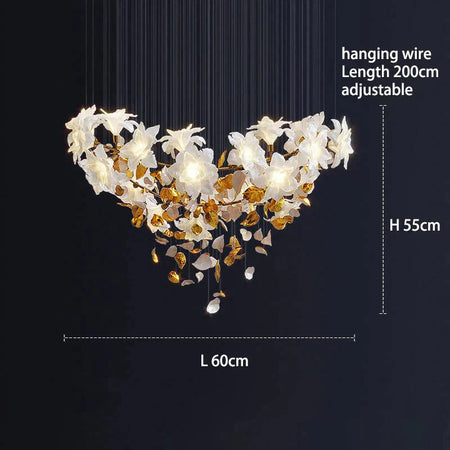 Luminaire Élégance IL583924 : Lustre Précieux en Cristal et Fleurs Végétales pour un Écrin de Luxe Intérieur-ILLUMEEN.COM
