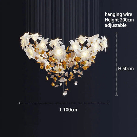 Luminaire Élégance IL583924 : Lustre Précieux en Cristal et Fleurs Végétales pour un Écrin de Luxe Intérieur-ILLUMEEN.COM