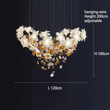 Luminaire Élégance IL583924 : Lustre Précieux en Cristal et Fleurs Végétales pour un Écrin de Luxe Intérieur-ILLUMEEN.COM