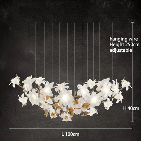 Luminaire Élégance IL583924 : Lustre Précieux en Cristal et Fleurs Végétales pour un Écrin de Luxe Intérieur-ILLUMEEN.COM