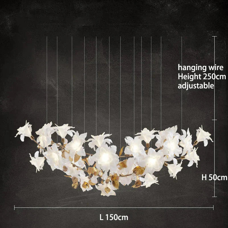 Luminaire Élégance IL583924 : Lustre Précieux en Cristal et Fleurs Végétales pour un Écrin de Luxe Intérieur-ILLUMEEN.COM