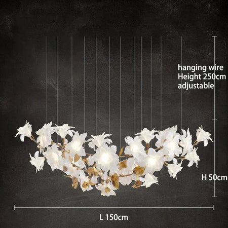 Luminaire Élégance IL583924 : Lustre Précieux en Cristal et Fleurs Végétales pour un Écrin de Luxe Intérieur-ILLUMEEN.COM