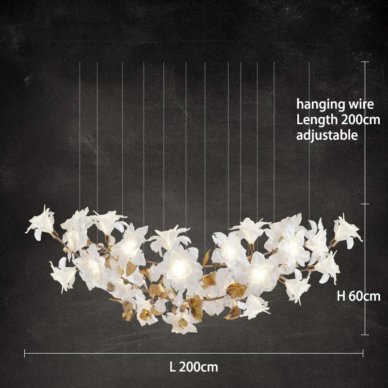 Luminaire Élégance IL583924 : Lustre Précieux en Cristal et Fleurs Végétales pour un Écrin de Luxe Intérieur-ILLUMEEN.COM