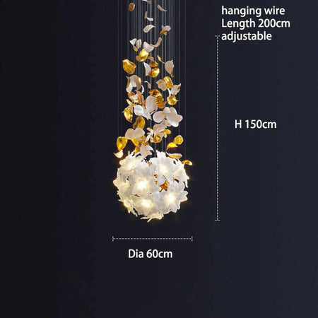 Luminaire Élégance IL583924 : Lustre Précieux en Cristal et Fleurs Végétales pour un Écrin de Luxe Intérieur-ILLUMEEN.COM