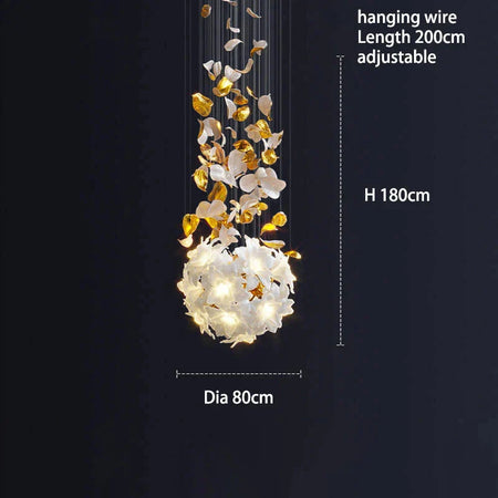 Luminaire Élégance IL583924 : Lustre Précieux en Cristal et Fleurs Végétales pour un Écrin de Luxe Intérieur-ILLUMEEN.COM