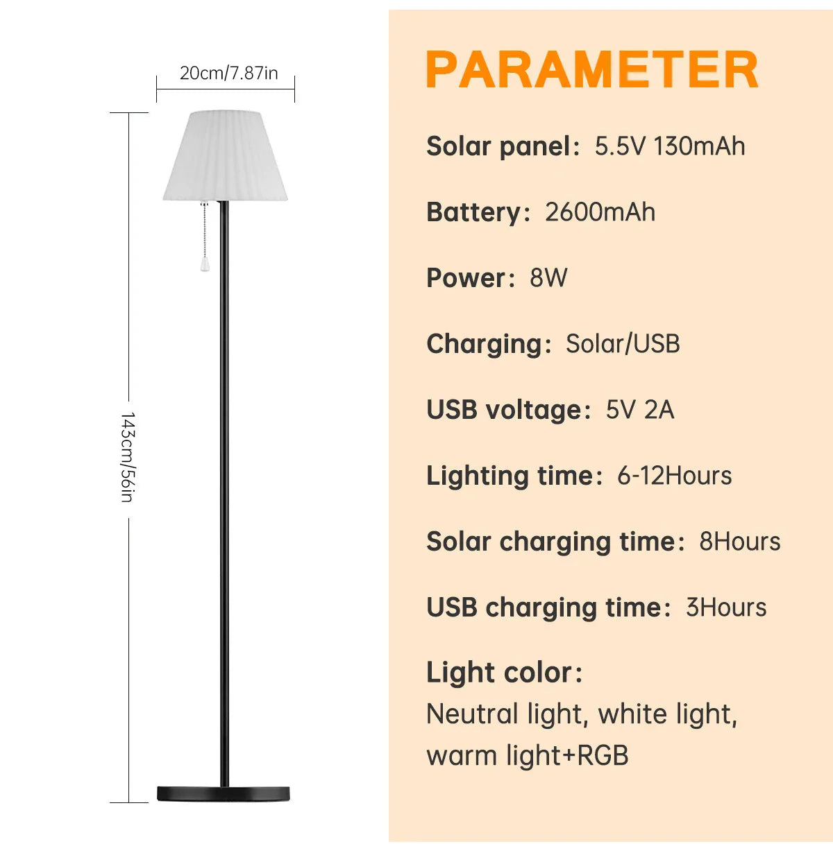 Luminaire Élégance Solaire avec Chargeur USB IL583624-ILLUMEEN.COM