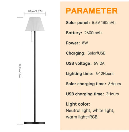 Luminaire Élégance Solaire avec Chargeur USB IL583624-ILLUMEEN.COM