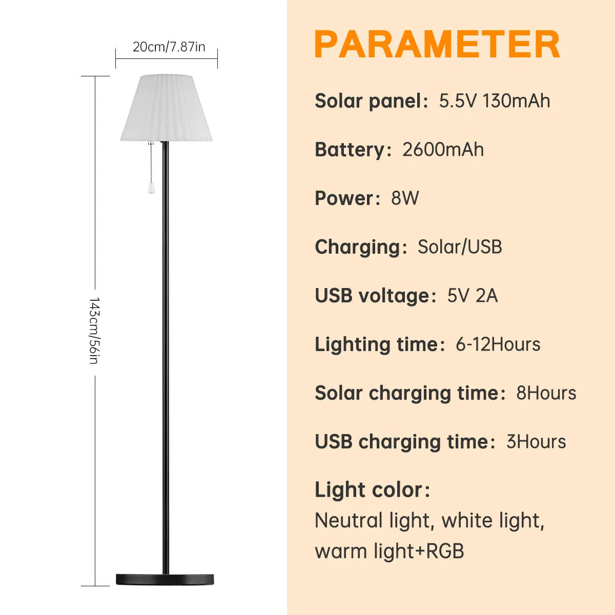 Luminaire Élégance Solaire avec Chargeur USB IL583624-ILLUMEEN.COM