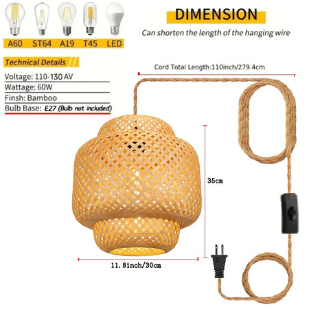 Luminaire Élégant en Bambou Rotin Winda IL582740-ILLUMEEN.COM