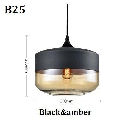 Luminaire Élégant en Bois Noir et Verre Ambré IL593827-ILLUMEEN.COM