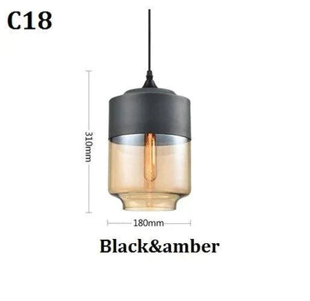 Luminaire Élégant en Bois Noir et Verre Ambré IL593827-ILLUMEEN.COM