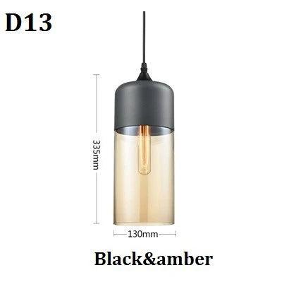 Luminaire Élégant en Bois Noir et Verre Ambré IL593827-ILLUMEEN.COM
