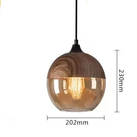 Luminaire Élégant en Bois Noir et Verre Ambré IL593827-ILLUMEEN.COM