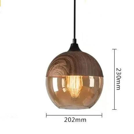Luminaire Élégant en Bois Noir et Verre Ambré IL593827-ILLUMEEN.COM