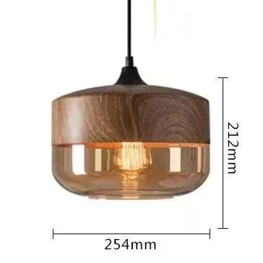 Luminaire Élégant en Bois Noir et Verre Ambré IL593827-ILLUMEEN.COM