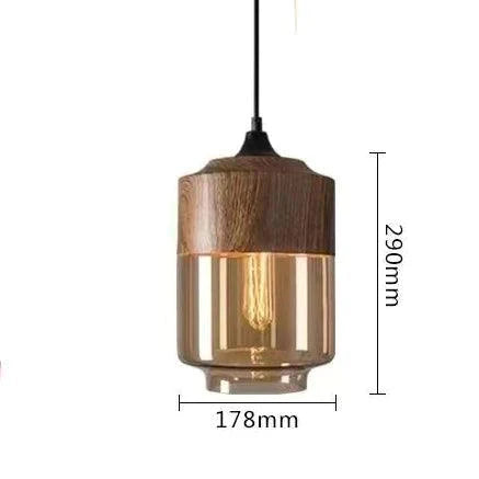 Luminaire Élégant en Bois Noir et Verre Ambré IL593827-ILLUMEEN.COM
