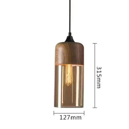 Luminaire Élégant en Bois Noir et Verre Ambré IL593827-ILLUMEEN.COM