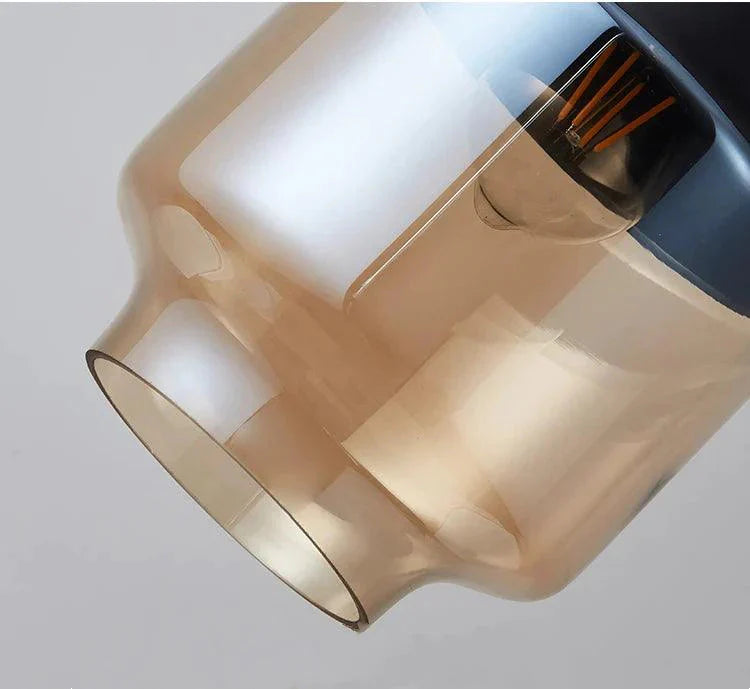 Luminaire Élégant en Bois Noir et Verre Ambré IL593827-ILLUMEEN.COM