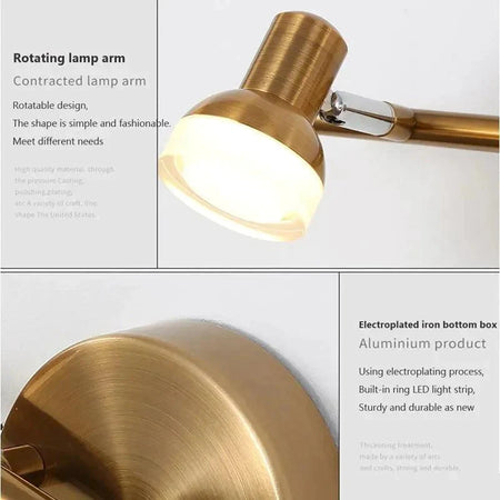 Luminaire Élégant en Métal Doré - IL582639 Applique Murale : Lumière LED en Métal Doré à Deux ou Trois Lampes-ILLUMEEN.COM