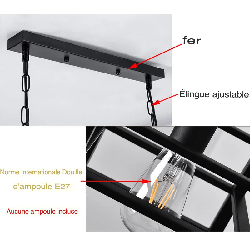 Luminaire Élégant en Métal Noir avec 6 Têtes IL583729-ILLUMEEN.COM