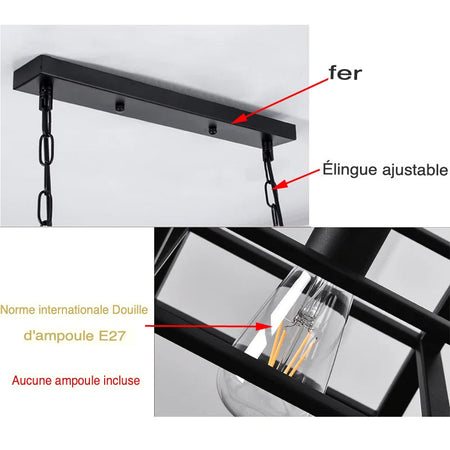 Luminaire Élégant en Métal Noir avec 6 Têtes IL583729-ILLUMEEN.COM