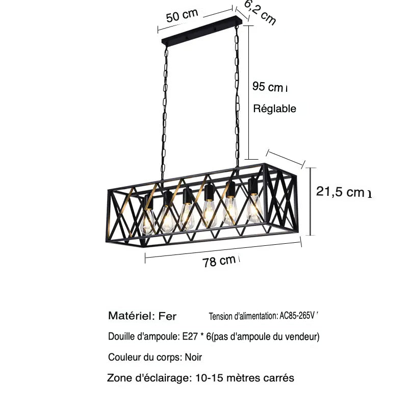 Luminaire Élégant en Métal Noir avec 6 Têtes IL583729-ILLUMEEN.COM