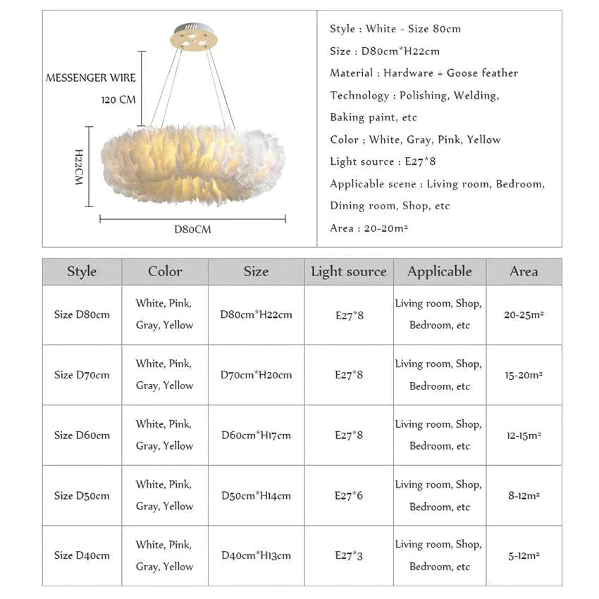 Luminaire Élégant en Plumes d'Oie - IL584297-ILLUMEEN.COM