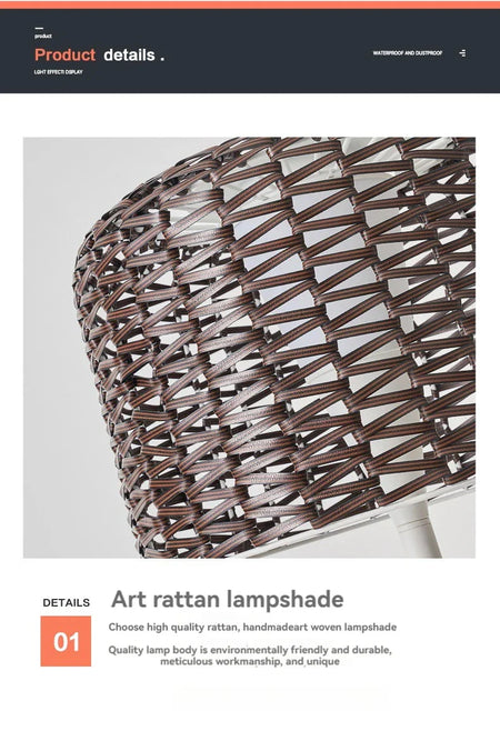Luminaire Élégant en Rotin Solaire IP54 - IL562839-ILLUMEEN.COM