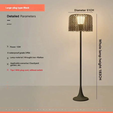 Luminaire Élégant en Rotin Solaire IP54 - IL562839-ILLUMEEN.COM