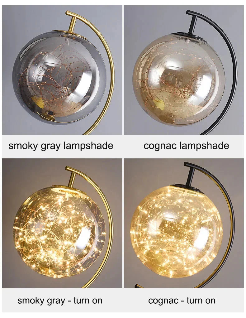 Luminaire Élégant en Verre Noir et Or IL482639-ILLUMEEN.COM
