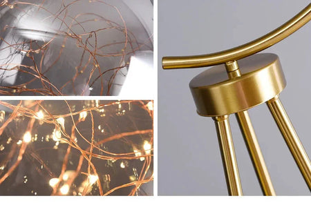 Luminaire Élégant en Verre Noir et Or IL482639-ILLUMEEN.COM
