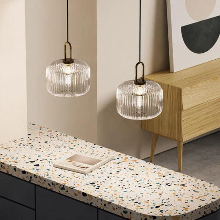 Luminaire Élégant en Verre Strié Doré IL583274-ILLUMEEN.COM