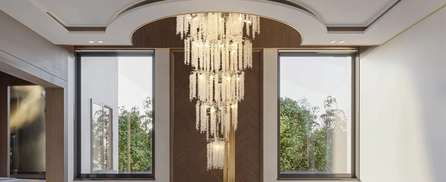 Luminaire Élégant IL452637 : Lustre Cristal Chic avec Pompon-ILLUMEEN.COM