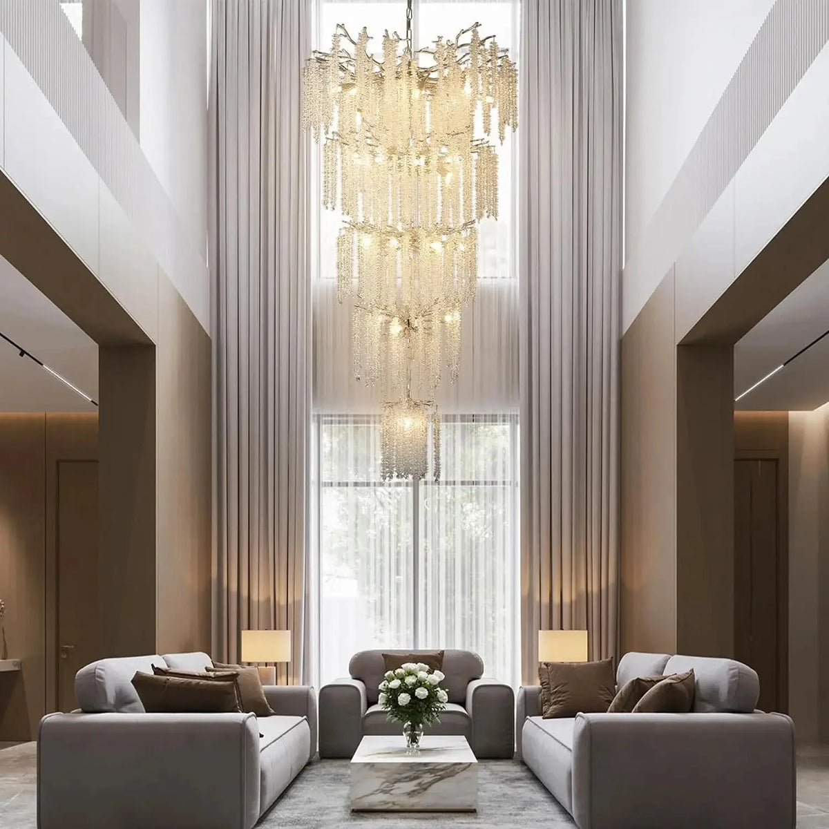 Luminaire Élégant IL452637 : Lustre Cristal Chic avec Pompon-ILLUMEEN.COM