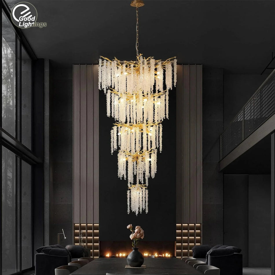 Luminaire Élégant IL452637 : Lustre Cristal Chic avec Pompon-ILLUMEEN.COM