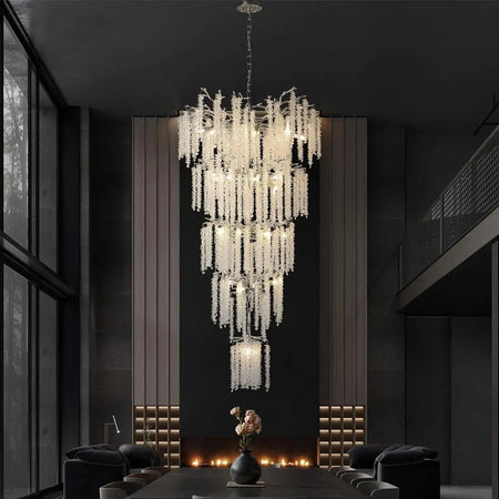 Luminaire Élégant IL452637 : Lustre Cristal Chic avec Pompon-ILLUMEEN.COM