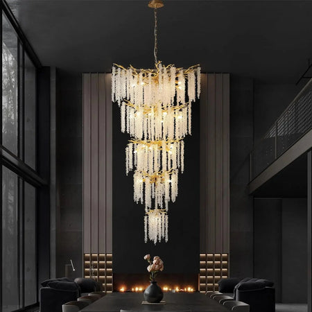 Luminaire Élégant IL452637 : Lustre Cristal Chic avec Pompon-ILLUMEEN.COM