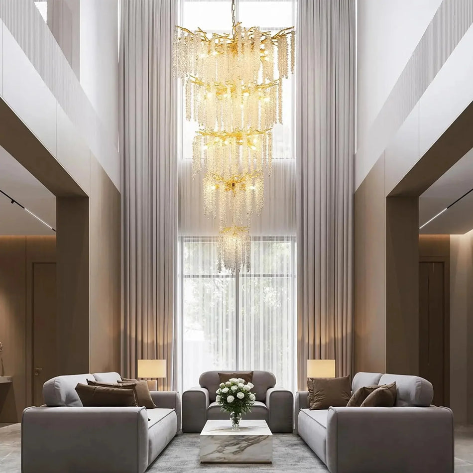 Luminaire Élégant IL452637 : Lustre Cristal Chic avec Pompon-ILLUMEEN.COM
