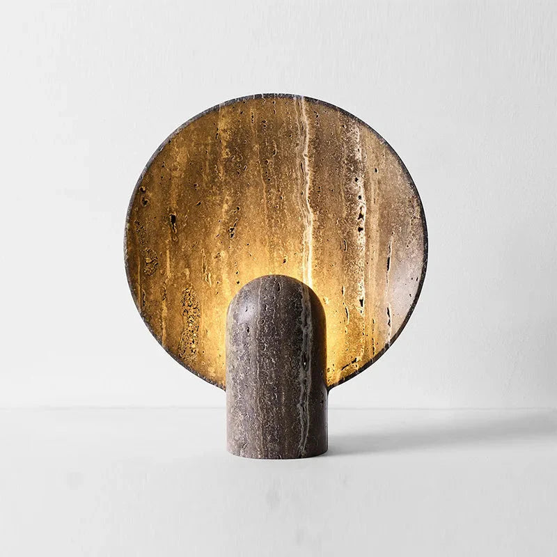 Luminaire Élégant : Lampe de Table LED en Résine Minimaliste, Couleur Travertin Foncé IL582739-ILLUMEEN.COM