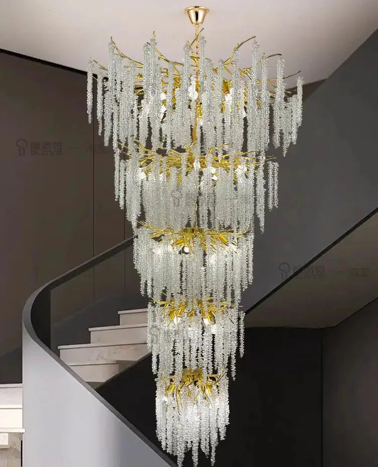 Luminaire IL457821 : Lustre en Cristal d'Or Raffiné-ILLUMEEN.COM