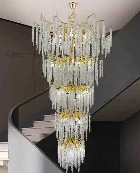 Luminaire IL457821 : Lustre en Cristal d'Or Raffiné-ILLUMEEN.COM