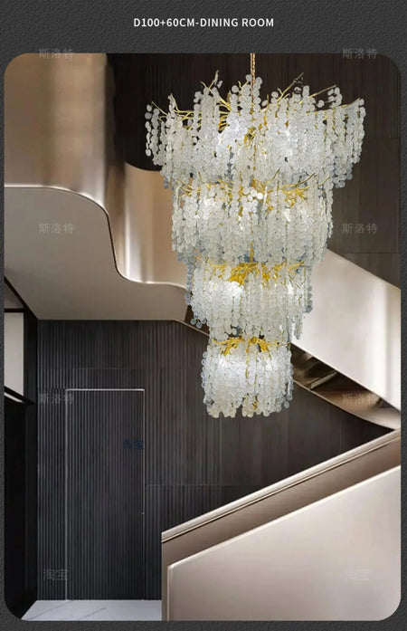 Luminaire IL457821 : Lustre en Cristal d'Or Raffiné-ILLUMEEN.COM