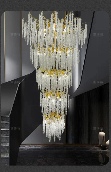 Luminaire IL457821 : Lustre en Cristal d'Or Raffiné-ILLUMEEN.COM